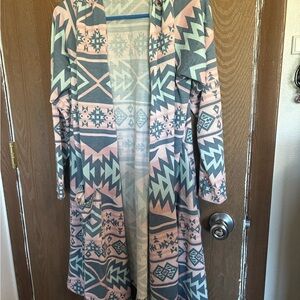 LuLaRoe Pink and Gray Chevron Cardigan